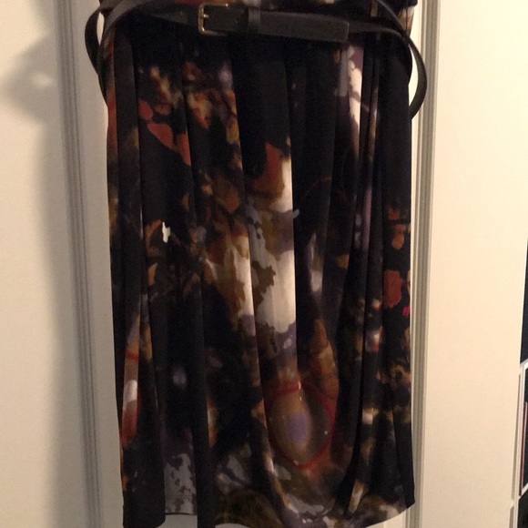 EUC CALVINKLEIN BELT WAIST SLEEVELESS DRESS FRONT PLEAT NECK& DRAPE BOTTOM  S6 - Picture 4 of 9